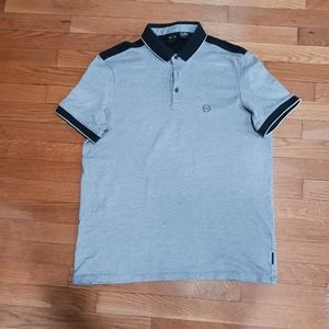 Authentic Armani Exchange Grey and Black polo-Mens XL